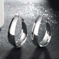 Lucky Silver - Silver Designer Oval Large Hoop Earrings - LOCAL STOCK - LSE018