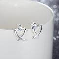 Lucky Silver - Silver Designer Cross Heart Stud Earrings - LOCAL STOCK - LSE055