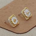 Lucky Silver - Silver Designer Flower in Square Stud Earrings - LOCAL STOCK - LSE222