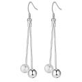 Lucky Silver - Silver Designer 2 String Ball Dangle Earrings - LOCAL STOCK - LSE323
