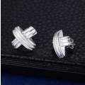 Lucky Silver - Silver Designer Solid Cross Stud Earrings - LOCAL STOCK - LSE335