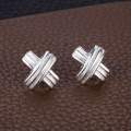 Lucky Silver - Silver Designer Solid Cross Stud Earrings - LOCAL STOCK - LSE335