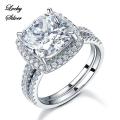 Lucky Silver - Silver Designer 5 Ct Cushion Cut Wedding Ring Set 925 Sterling Silver - LOCAL STOC...