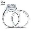Lucky Silver - Silver Designer 5 Ct Cushion Cut Wedding Ring Set 925 Sterling Silver - LOCAL STOC...