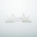Silver Designer Origami Bird Earrings - Silver