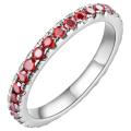 White Gold Plated Ring with Red Jewels LSJ670 - 9