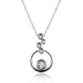 Lucky Silver - Silver Designer 5 Crystal Circle Single Pendant Necklace - LOCAL STOCK - LSN904
