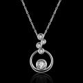 Lucky Silver - Silver Designer 5 Crystal Circle Single Pendant Necklace - LOCAL STOCK - LSN904