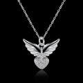 Lucky Silver - Silver Designer Angel Wing Necklace with CZ stone - LOCAL STOCK - LSN905