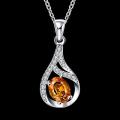 Silver Necklace LSN017 - 18in / Amber
