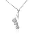 Lucky Silver - Silver Designer 3 String Lariat Necklace - Rose Pendants - LOCAL STOCK - LSN049