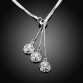 Lucky Silver - Silver Designer 3 String Lariat Necklace - Rose Pendants - LOCAL STOCK - LSN049