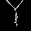 Lucky Silver - Silver Designer 5 String Lariat Necklace - Heart pendants - LOCAL STOCK - LSN092