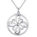 Lucky Silver - Silver Designer Round Flower Pendant Necklace - LOCAL STOCK - LSN1071