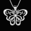 Lucky Silver - Silver Designer Ornate Butterfly Necklace with Snake Chain - LOCAL STOCK - LSN153