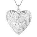 Lucky Silver - Silver Designer Locket Heart Leaf Necklace - LOCAL STOCK - LSN735