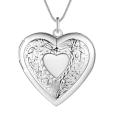 Lucky Silver - Silver Designer Locket Necklace with Heart Filigree Motive - LOCAL STOCK - LSN736