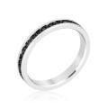 Lucky Silver - Stylish Stackable with Jet Black Crystal Ring - LOCAL STOCK
