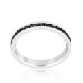 Lucky Silver - Stylish Stackable with Jet Black Crystal Ring - LOCAL STOCK