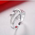 Lucky Silver - Silver Designer Heart Double Band Ring - LOCAL STOCK - LSR163-8