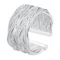 Lucky Silver - Silver Designer Net Wave Open Cuff Ring Adjustable - LOCAL STOCK - LSR236