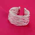 Lucky Silver - Silver Designer Net Wave Open Cuff Ring Adjustable - LOCAL STOCK - LSR236