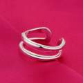 Lucky Silver - Silver Designer Open Cuff Double Band Ring Adjustable - LOCAL STOCK - LSR256