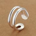 Lucky Silver - Silver Designer Open Cuff Double Band Ring Adjustable - LOCAL STOCK - LSR256