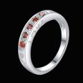 Lucky Silver - Silver Designer Ruby Red 5 Stone Ring - LOCAL STOCK - LSR474