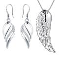 Lucky Silver -  Silver Designer Angel Wing Necklace and Earring Set - LOCAL STOCK - LST058