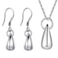 Lucky Silver - Silver Designer Necklace and Earrings Teardrop Set - LOCAL STOCK - LST152