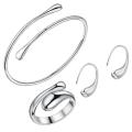 Lucky Silver - Silver Designer Tear Drop Bangle, Earrings and Ring Set - LOCAL STOCK - LST158
