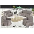Sofa Covers - Stretch Spotted Design - 3+2+1 / Beige & White / Unfrilled