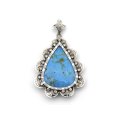 18kt gold turquoise and diamond pendant.