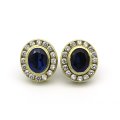 9K gold synthetic blue sapphire and CZ earrings by Jenna Clifford.