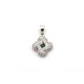 18K gold emerald and diamond pendant.