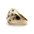 18K gold ruby and sapphire bombe ring.