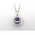 9K gold amethyst and diamond pendant by Browns.