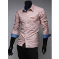 Men Casual Shirts-Pink - Asian M / Pink