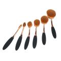 6 Piece Professional Oval Make-Up Brush Set - Black & Rose-Gold