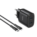 Yesido YC54 20W Dual Port Fast Charger with USB-C to Lightning Cable - Black