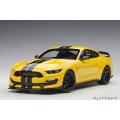 FORD SHELBY GT-350R TRIPLE YELLOW BLACK STRIPES  1/18