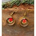 Tiny Red flower round Shape Resin Jewellery