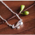 Silver plated whale necklace