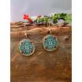 Green pattern earrings