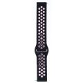 Superfly 20mm Silicone Double Button Watch Strap - Black & Pink