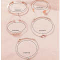Women Rose Gold Analogue Stainless Steel Mesh Watch Strap & 6 Bracelets