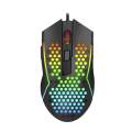 REDRAGON Reaping 6200DPI RGB LightWeight 65g Gaming Mouse  Black