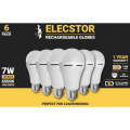 ELECSTOR E27 7W RECHARGEABLE GLOBE - COOL WHITE - 6 Pack