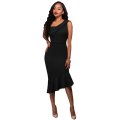 Black Single Shoulder Ruffle Party Dress - Black / (US 12-14)L